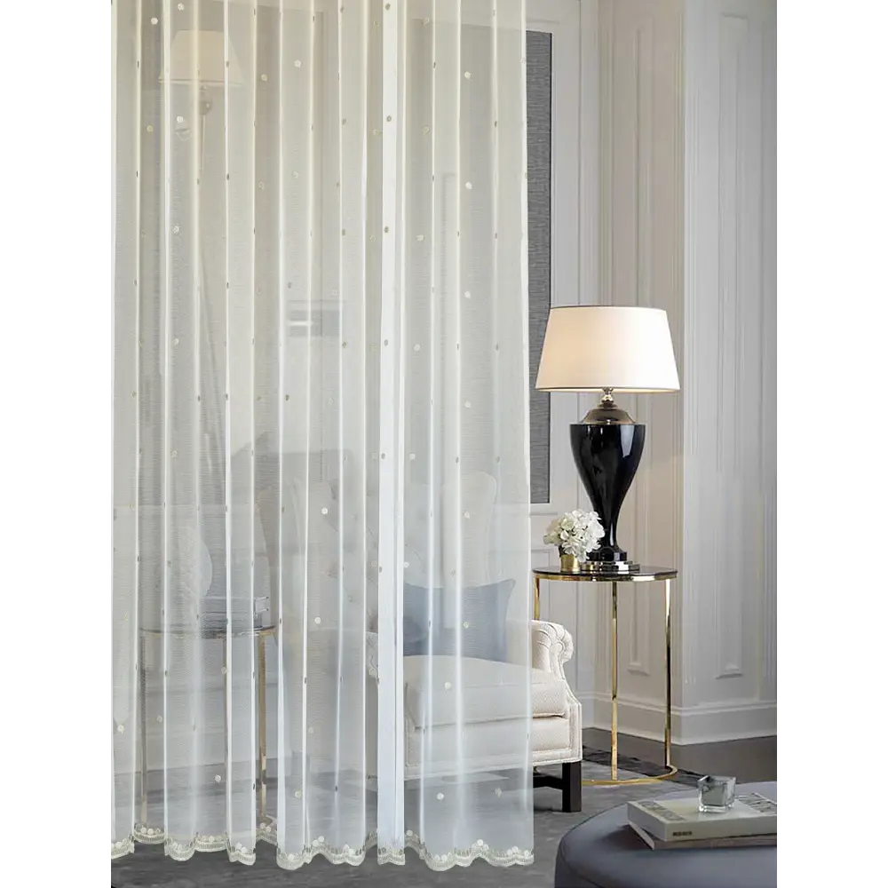 Тюль на ленте Лали 250x260 см цвет бело-кремовый MIAMOZA STLM-2193260 - Вид №8