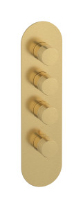 External part of thermostatic 3 ways, round plate, vertical, Vinile handle WE ARE IB eua312osnvn Brushed Gold Aqua