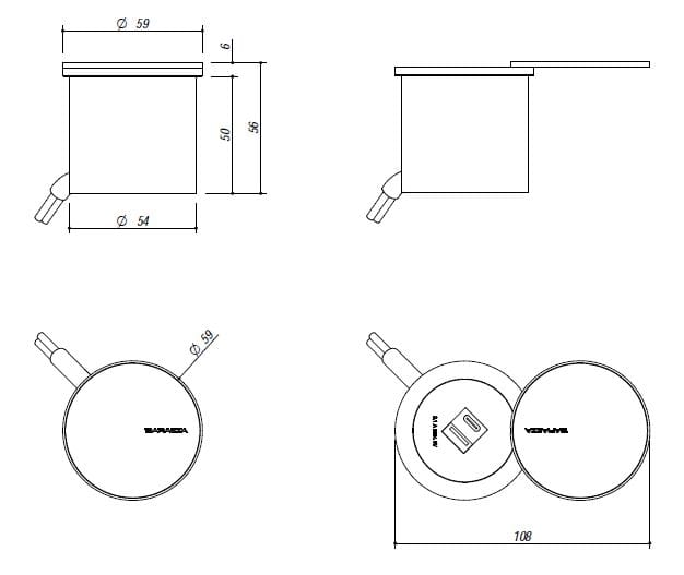 Одиночная электрическая розетка из нержавеющей стали с USB Barazza 1PSU ARCH-00038452 - Вид №2