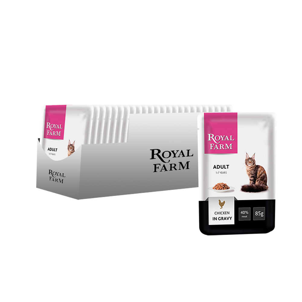ПР0041265*24 Корм для кошек курица в соусе конс. пауч 85г (упаковка - 24 шт) ROYAL FARM 