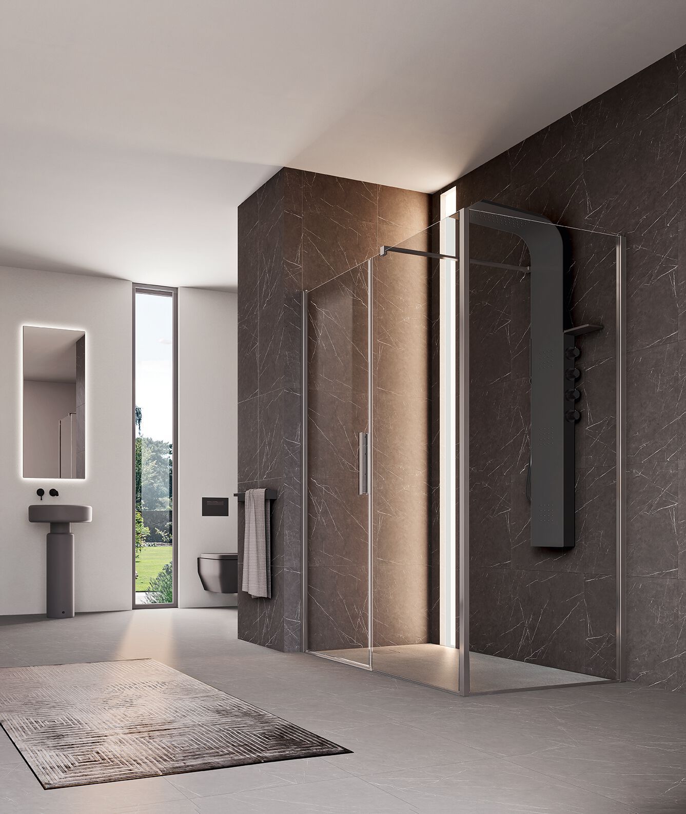 Стеклянная угловая душевая кабина с распашной дверью Gruppo Geromin Time Swing Plus ARCH-00084537 - Вид №2