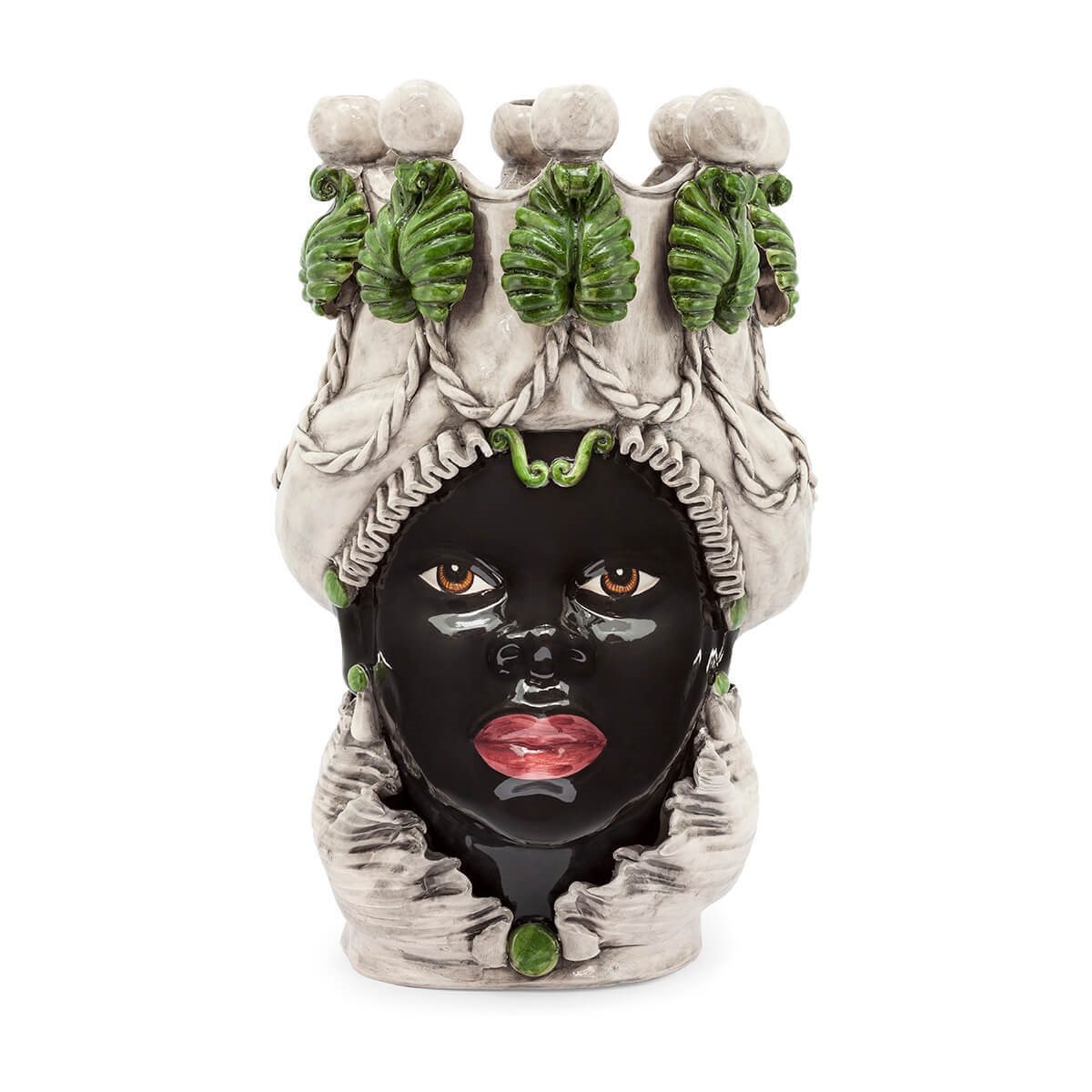 200837-86 ABHIKA ВАЗА MORO LADY С ПОДСВЕЧНИКОМ DARK GREEN 