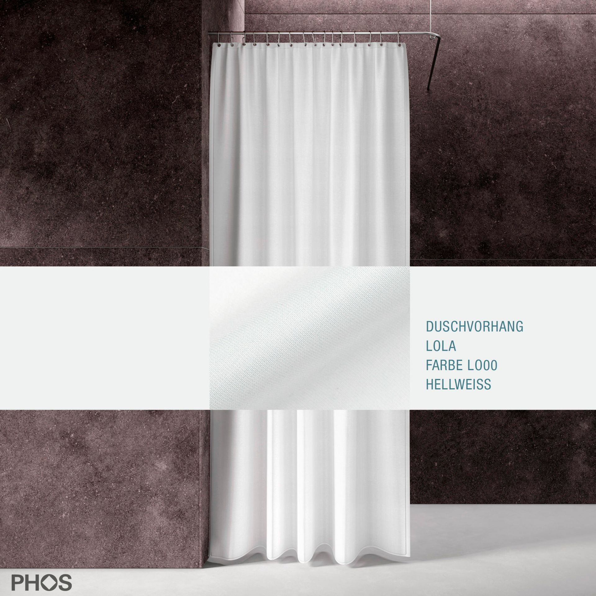 DV-LOLA200-120 Занавеска для душа лола, длина 200 см, ширина 120 см. ярко-белый. PHOS 