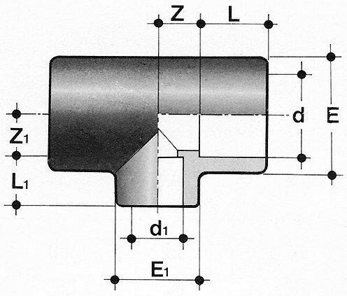 SANIT 527453070015020 Тройник, PVC-U уменьшается  - Вид №1