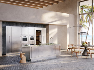 Кухня из нержавеющей стали с островом