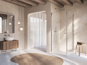 Хрустальная душевая кабина с распашной дверью