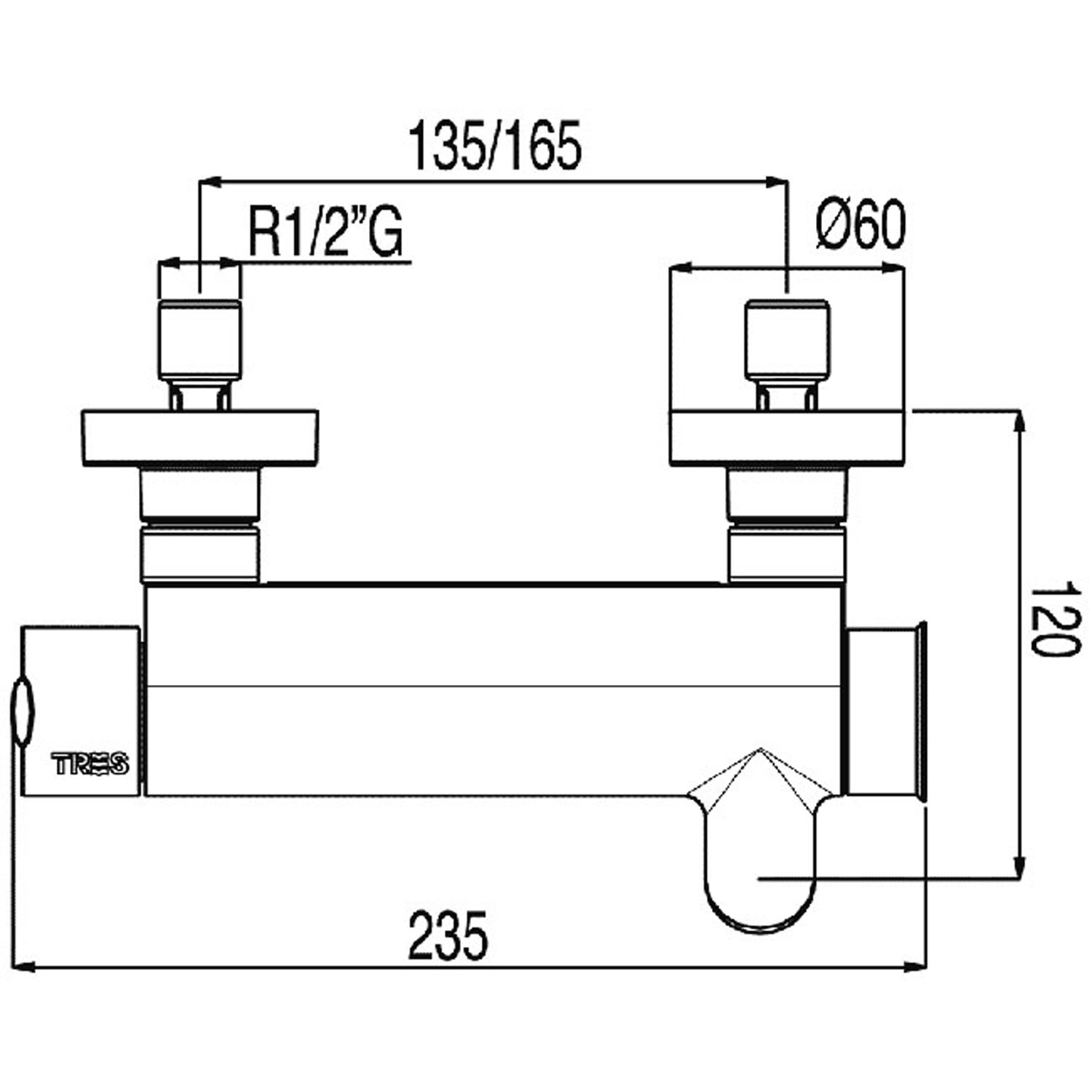 LEX-ALP Настенный смеситель для ванны и душа с одной ручкой-181474 TRES - Вид №1