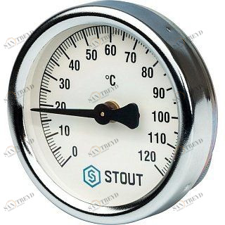 Термометр биметаллический 63 мм 120° STOUT накладной с пружиной SIM0004630015