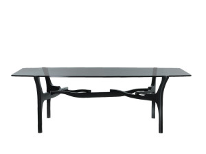 Деревянный и стеклянный журнальный столик / стол