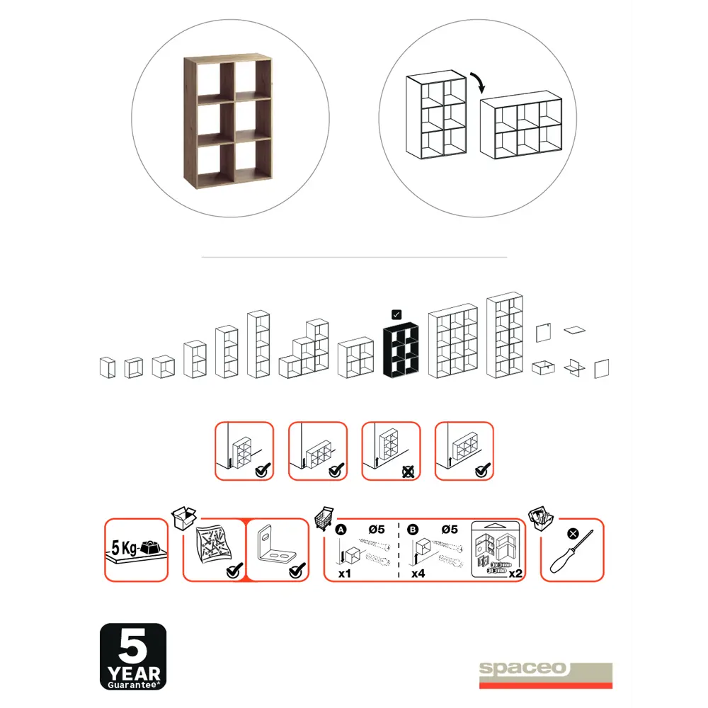 SPACEO Стеллаж «Куб» модульный на 6 секций в стиле гикори джексон 82731884 STLM-0034875 - Вид №2