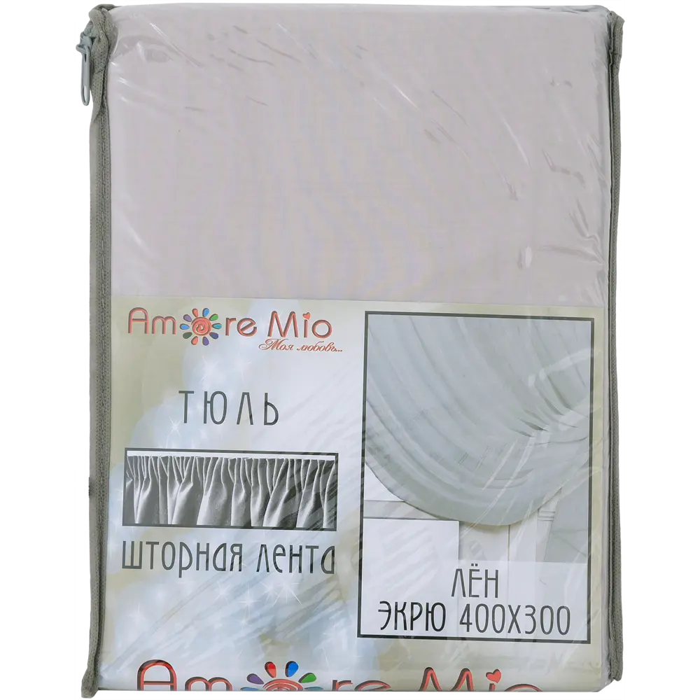 Тюль на ленте «Лён», 400х300 см, цвет экрю AMORE MIO STLM-2133035 - Вид №6