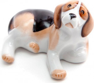 10617360 Мануфактуры Гарднеръ в Вербилках Скульптура "Щенок Русская гончая" Фарфор, Керамика