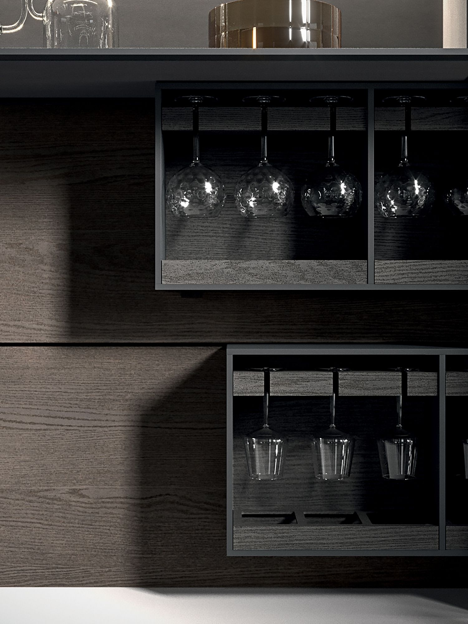 Деревянная и алюминиевая оборудованная стена с подставкой для телевизора MODULNOVA MH6 ARCH-00028898 - Вид №5