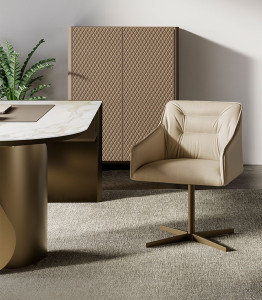 Кожаный спиц поворотный стул