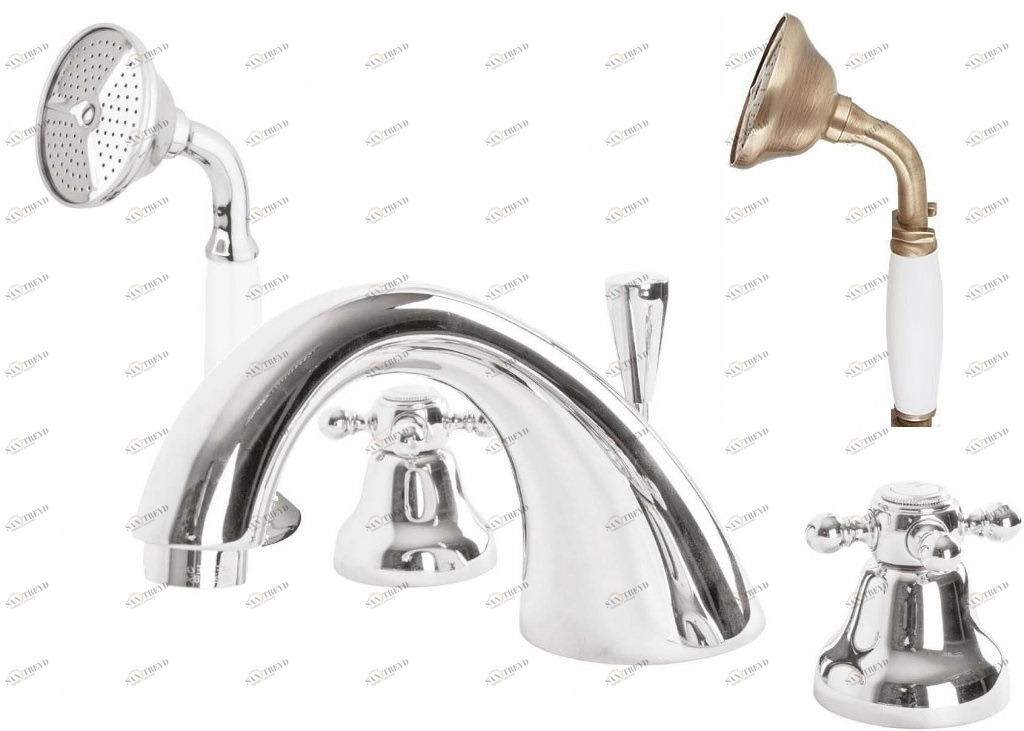 Смеситель на борт ванны с ручным выдвижным душем CEZARES GOLF-BVD-02