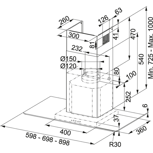 Вытяжка  FLI 625 Franke Line FLI 625 Нержавеющая сталь стекло - Вид №1