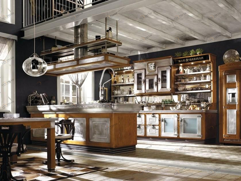 Marchi Cucine Модульная кухня из нержавеющей стали и дерева с островом Bar & barman sun-id-1476185