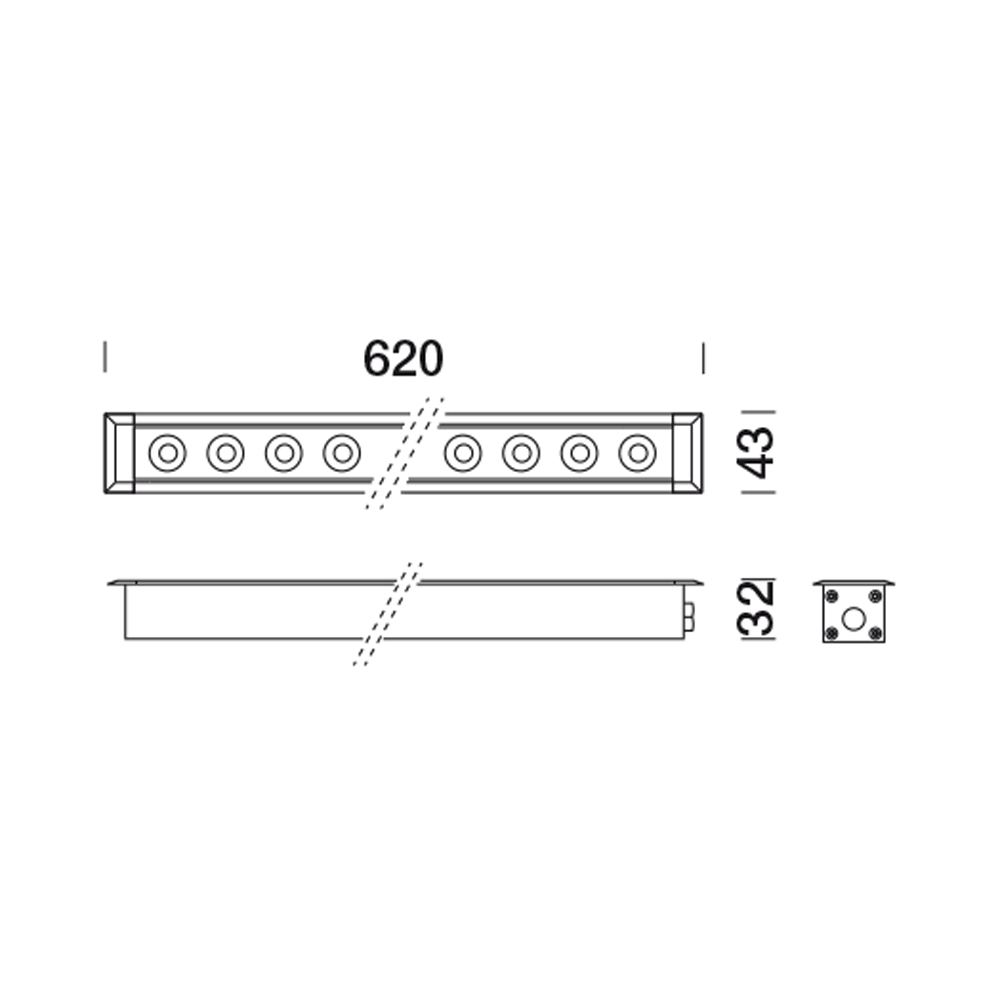 8398507 Встраиваемый в пешеходный пол Platek MINI CORNICHE Incasso   MINI CORNICHE 600 mm - 16 LED RGBW Elliptical  - Вид №6