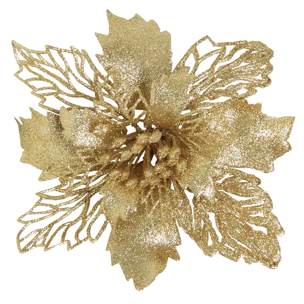 82707235 Украшение новогоднее "Цветок Рождественник", пластик, цвет золотой STLM-0961309 Santreyd  - Вид №6