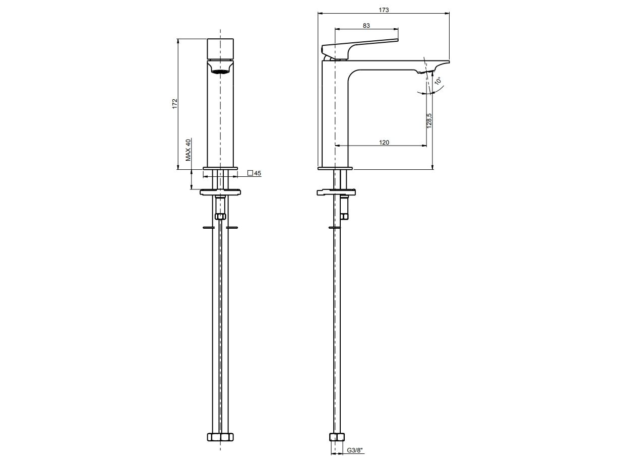 Однорычажный смеситель для раковины без слива Rubinetterie Frattini Narciso ARCH-00051367 - Вид №12