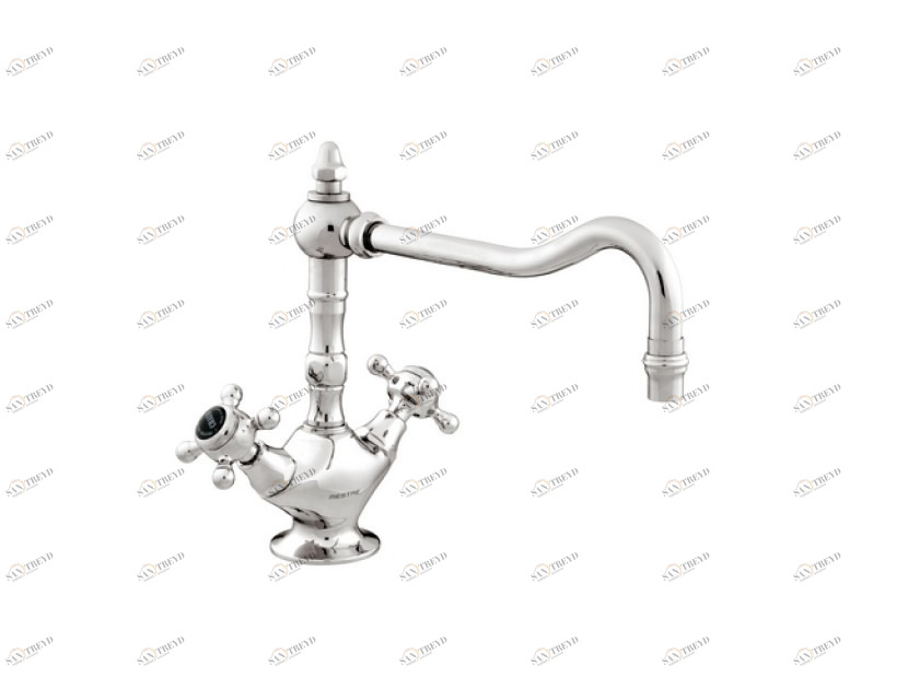 035030.N00.62 Смеситель для мойки на одно отверстие, черный фарфор Сатин никель Mestre RETRO