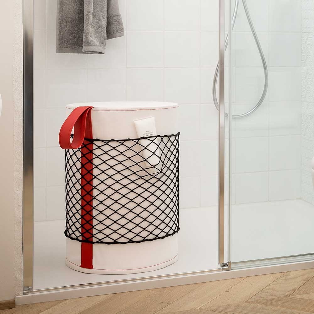 EVRLWBPMRREVER Life Design Дизайнерский табурет с ручкой - Roll Roll Сиденье: чисто-белое, Ручка: красная - Вид №2