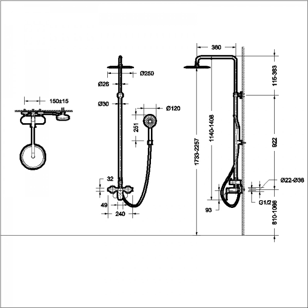 Душевой гарнитур GINA F965104C-A bravat - Вид №1