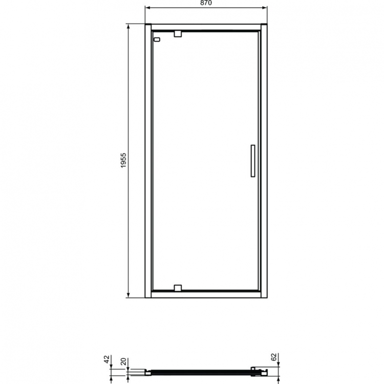 K9270V3 Распашная дверь в нишу 90 см PV Pivot Ideal Standard CONNECT 2 - Вид №1