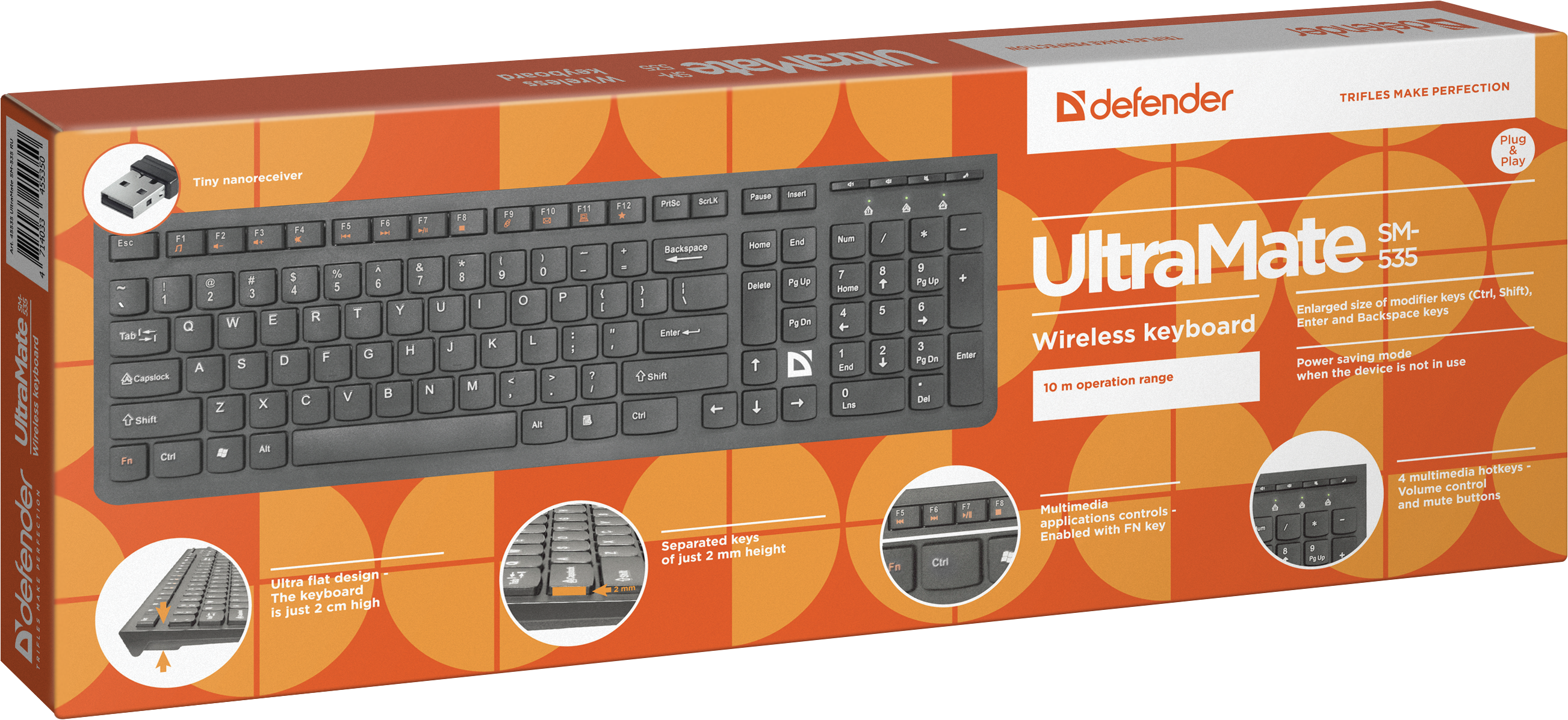 45535 беспроводная клавиатура ultramate sm-535 ru,черный,мультимедиа Defender Santreyd  - Вид №5
