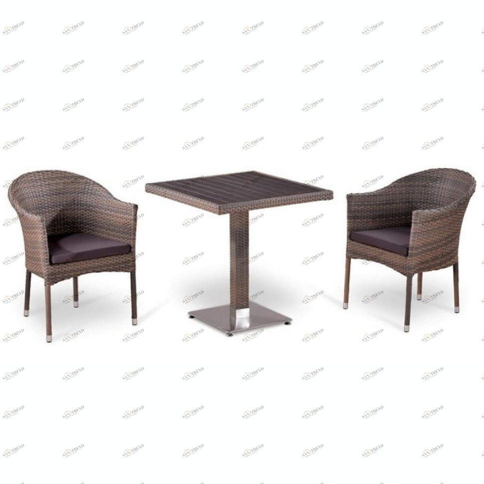 Мебель из ротанга серая на 2 персоны Mims AFINA  241004 Серый 