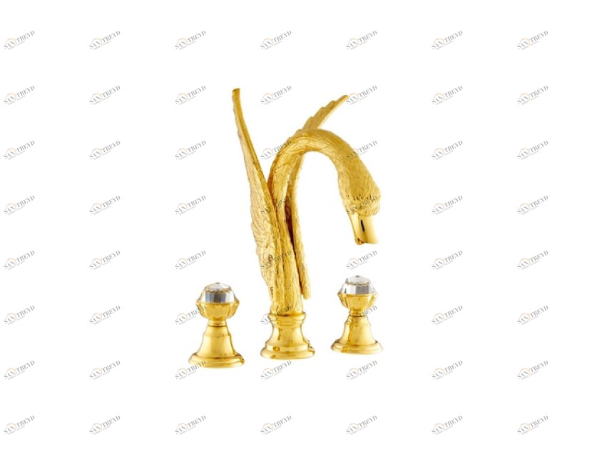 039254.A00.30 Комплект для ванны на три отверстия с кристаллами swarovski swan series Античная латунь Mestre