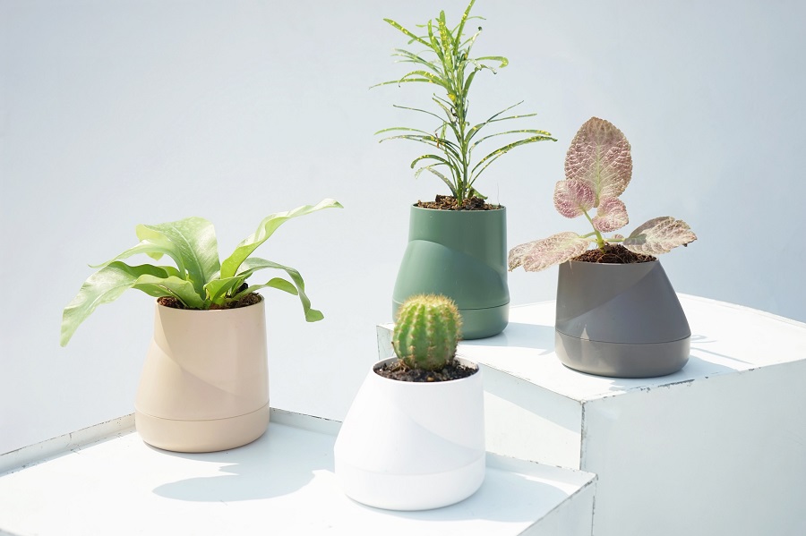 Горшок цветочный Hill Pot, маленький, серый Qualy QLX20001GY - Вид №2