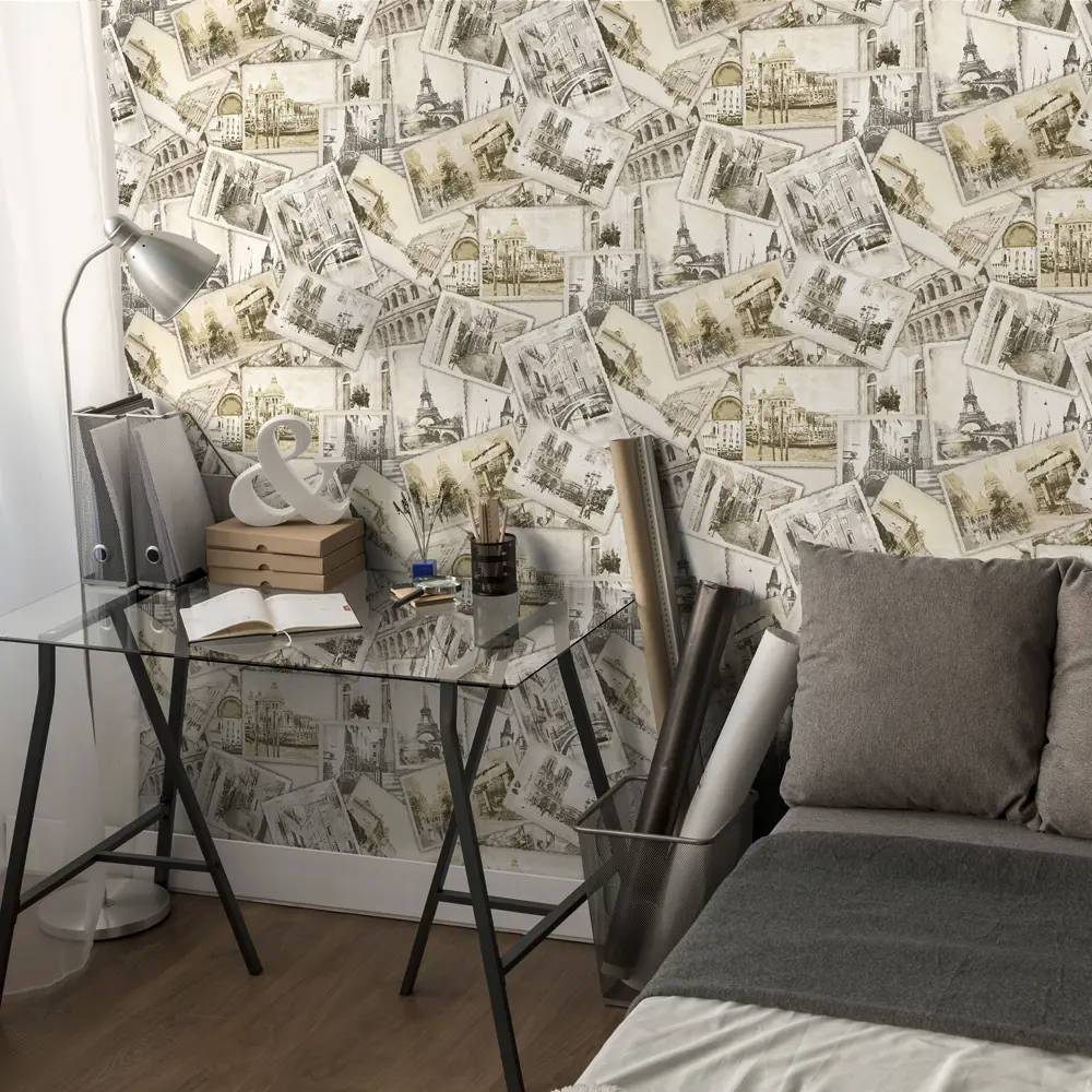 Обои флизелиновые Аспект ру Город бежевые 1.06 м 70094-28 STLM-2114704 - Вид №3