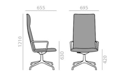 4 спицы подлокотник мягкий операционный стул Andreu World Flex Executive ARCH-00142279 - Вид №3