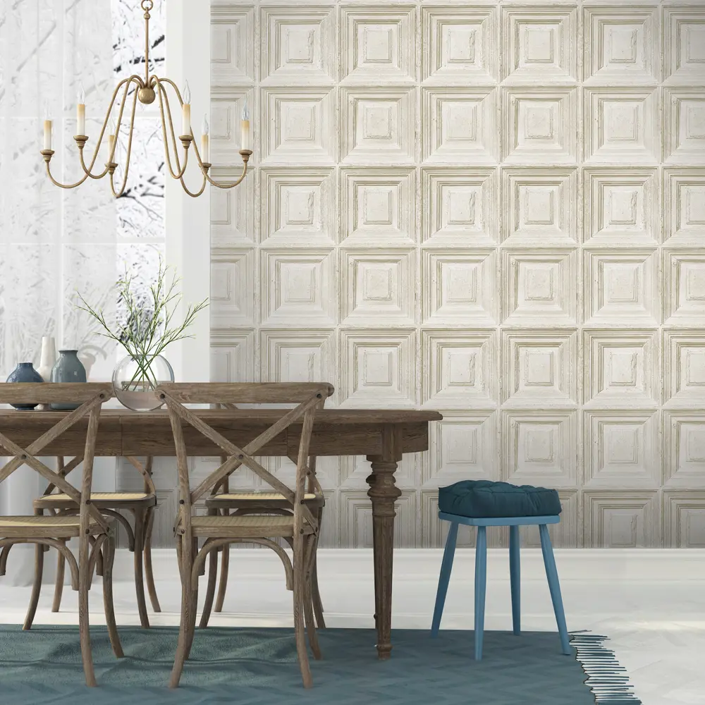 Обои Boiserie, бумажные, цвет бежевый, 0.53х10 м EURO DECOR STLM-2179326 - Вид №2