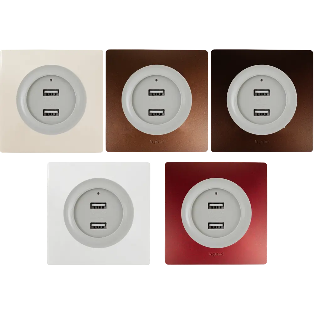 Розетка Onekeyelectro USB двойная встраиваемая с подсветкой цвет серый Florence STLM-2116906 - Вид №1