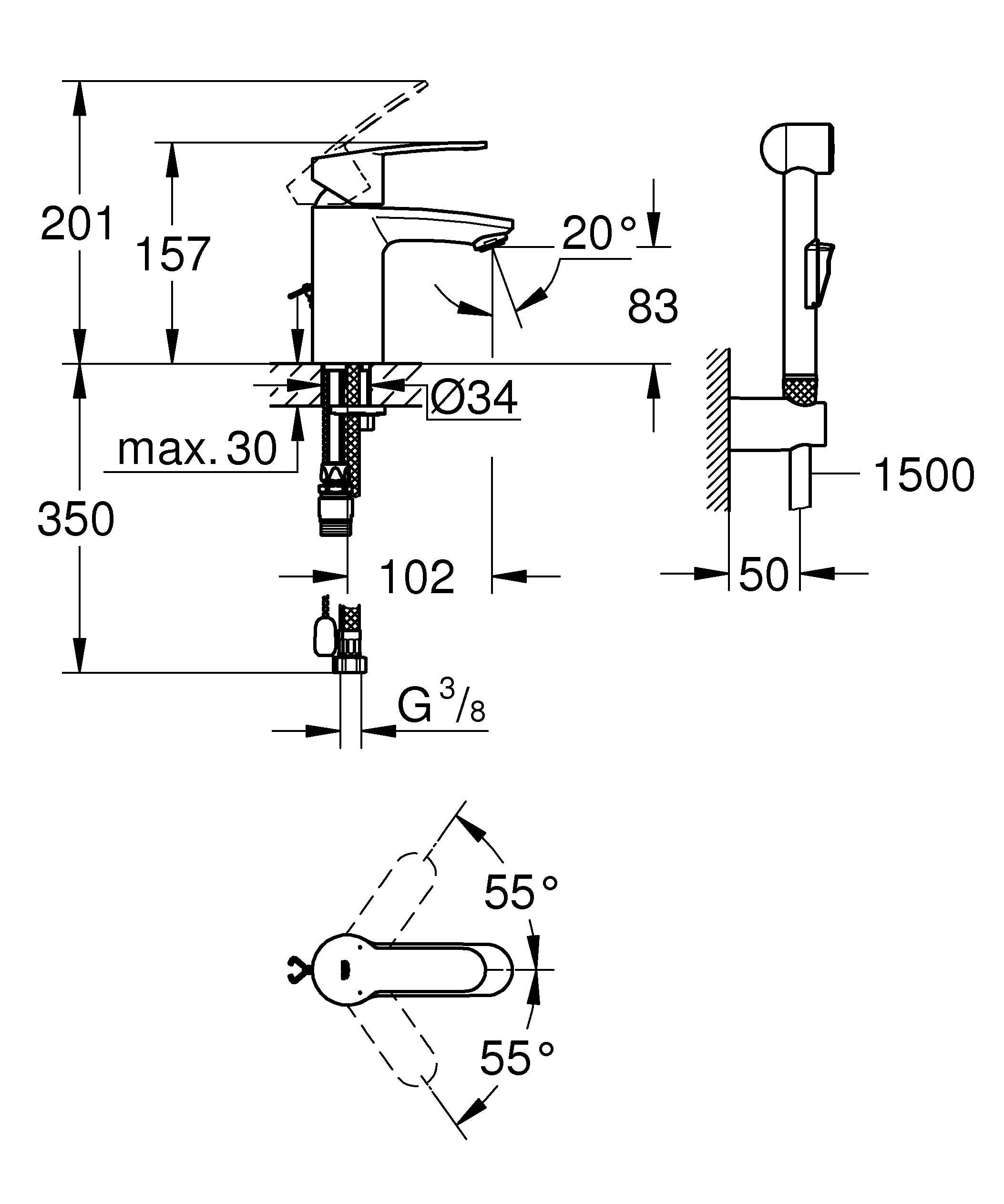 23549000 Смеситель для раковины Grohe Eurostyle Cosmopolitan хром - Вид №1