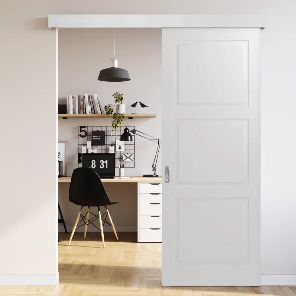 Дверь межкомнатная глухая Британия 80x200 см эмаль белый с замком BELWOODDOORS STLM-2112318 - Вид №5