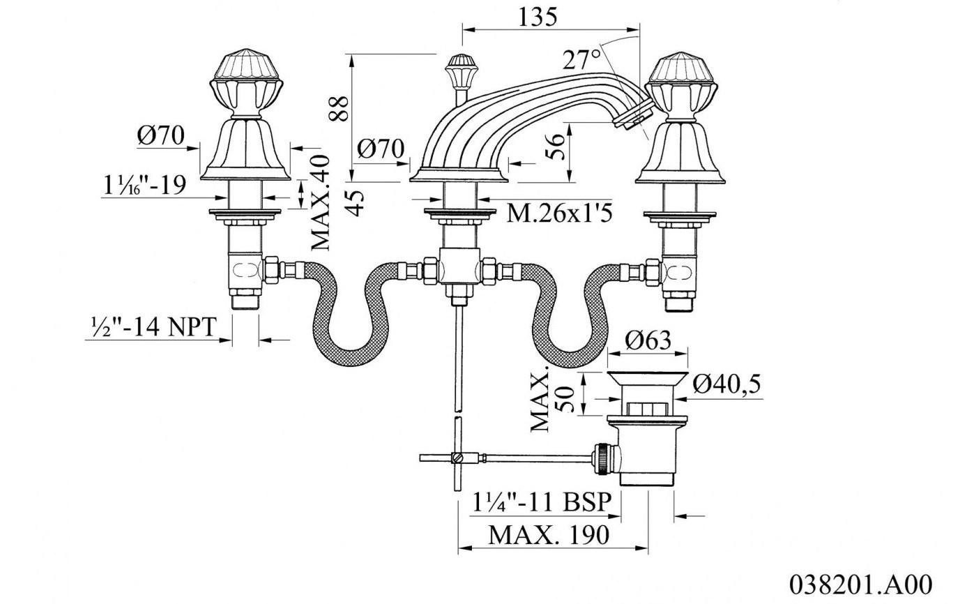 Bronces Mestre Смеситель для мойки на 3 отверстия с кристаллами swarovski® Indica sun-id-1352905 - Вид №1
