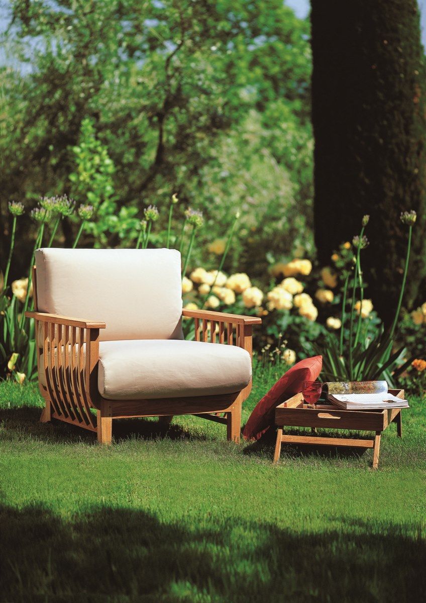 Садовое кресло из тикового дерева и акриловой ткани Unopiù Chelsea ARCH-00088343 - Вид №6