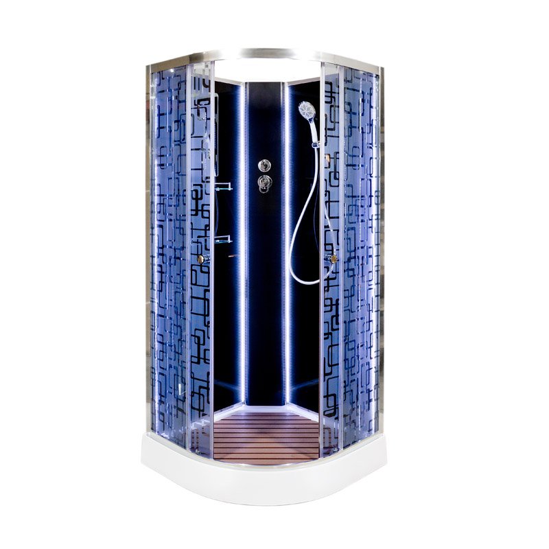 ЕМ1511 L N с гидромассажем (гм.) Душевая кабина DETO Серия EM BМ1510 N LED BLACK