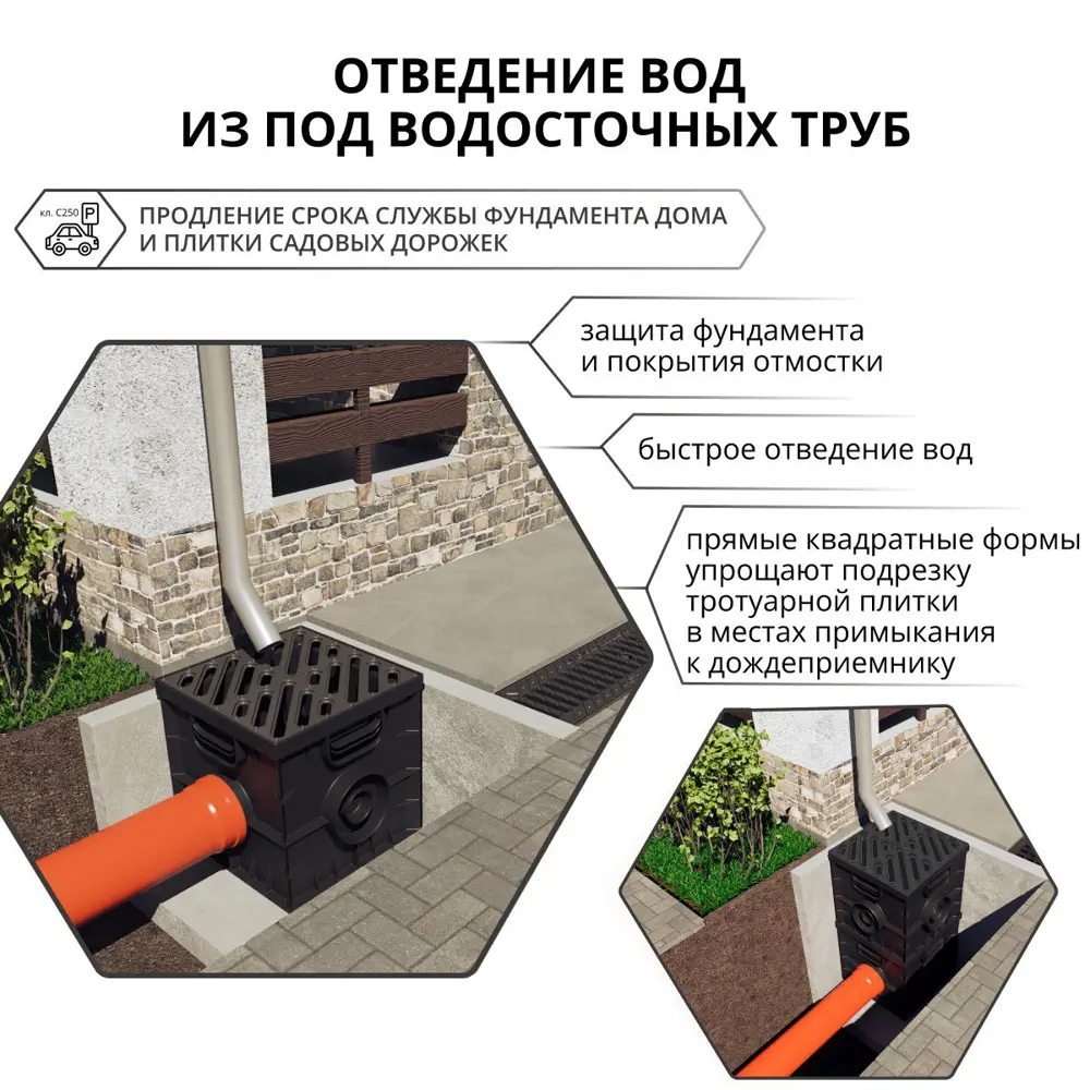 Дождеприемник Gidrolica 314x314x291 мм цвет черный STLM-2187616 - Вид №1