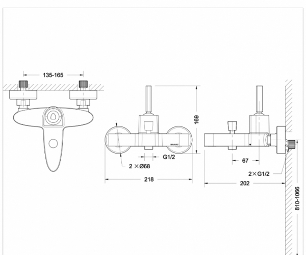 Смеситель для ванны короткий излив SPRING F679113C-01 bravat - Вид №1