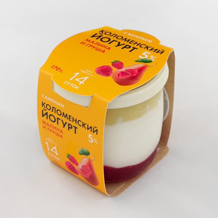Йогурт из сливок Коломенский Малина-Груша 5% Коломенское молоко 170 г БЗМЖ Santreyd 13909 - Вид №1