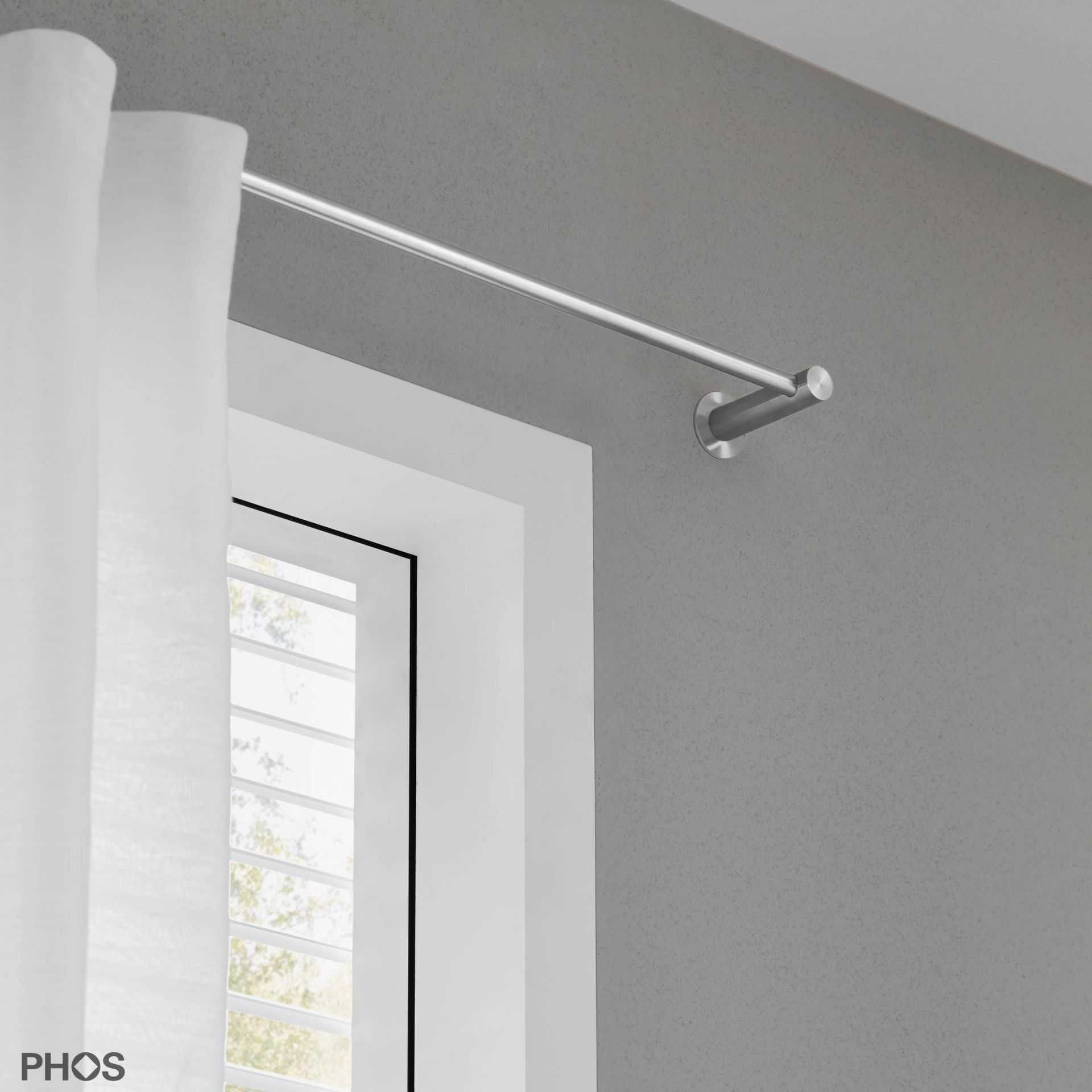 VS20-80E2800 Комплект карнизов: 280 см с 2 концевыми кронштейнами и 1 кронштейном в качестве центральной опоры (небольшое расстояние от стены) PHOS  - Вид №1