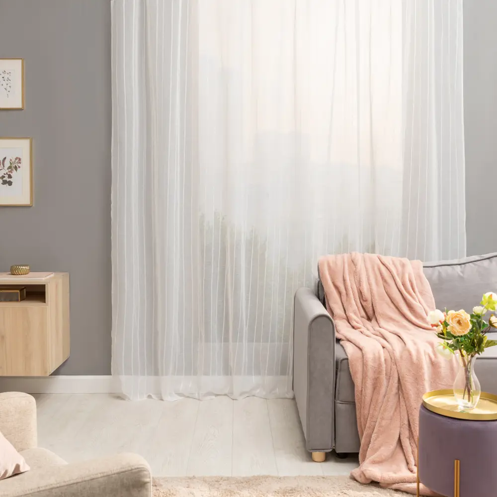 INSPIRE Elena: Тюль на ленте с вертикальными полосками 300x280 см 82135909 STLM-0020068