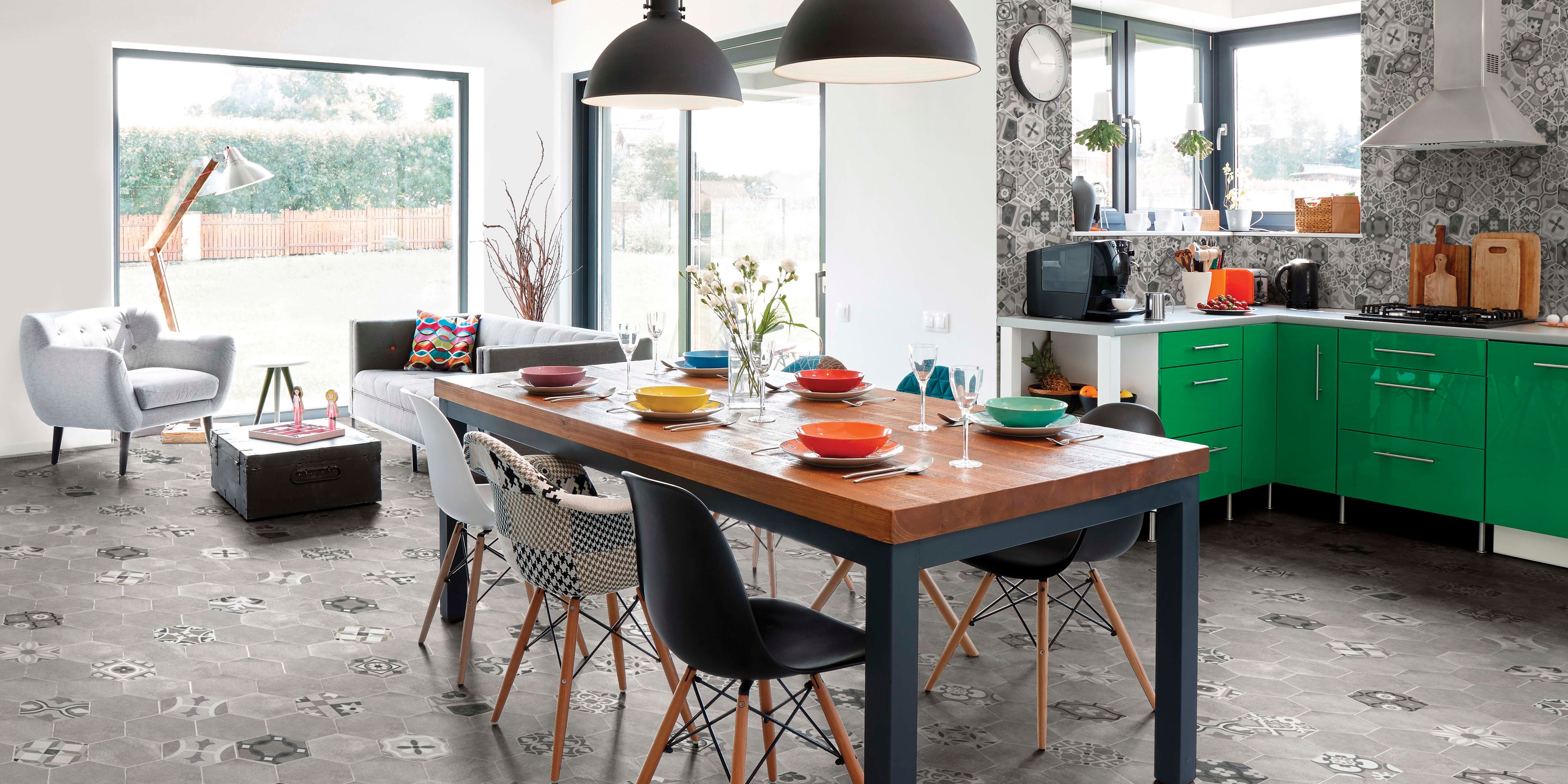 Керамогранит с эффектом цементирования/напольное покрытие KERADOM ESAGONE CEMENTINE ARCH-00150294 - Вид №1