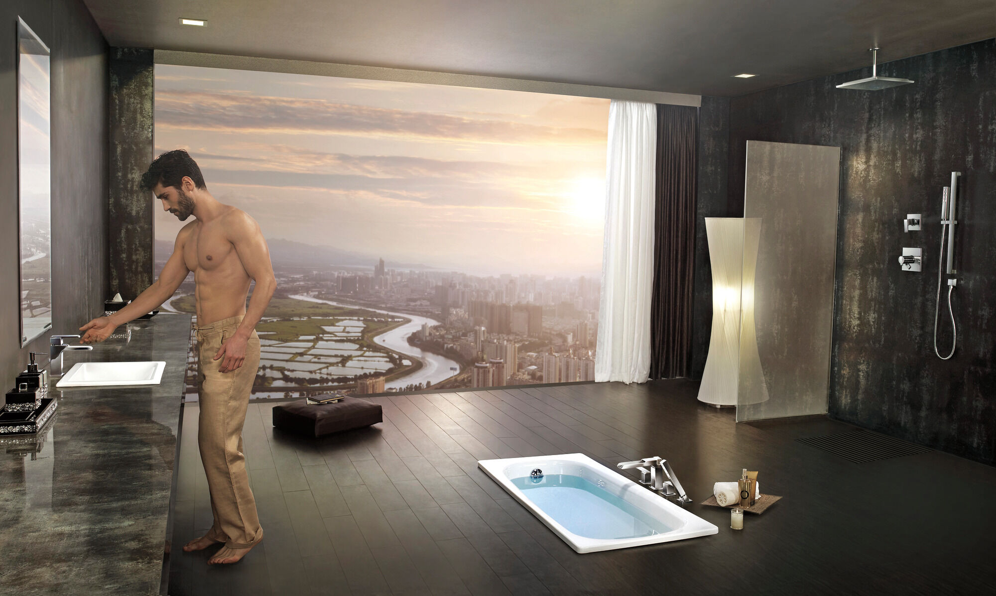 Римская отделка для ванны с изливом и ручным душем Delta Faucet Ara T4768-BL - Вид №3