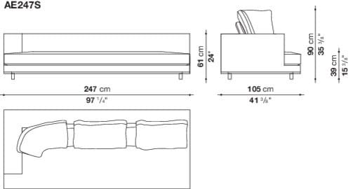 Тканевый диван с полуостровом Maxalto ARBITER ARCH-00062806 - Вид №8