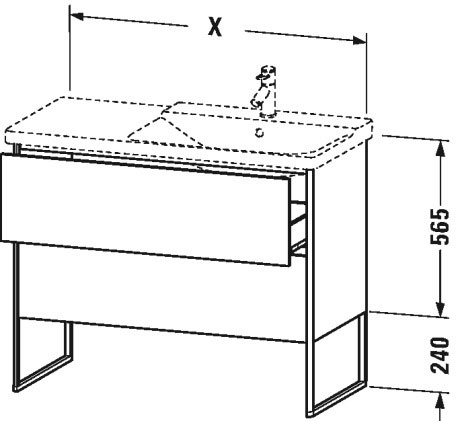 XS446700909 XSquare Тумбочка напольная Светло-голубой матовый декор Duravit - Вид №3